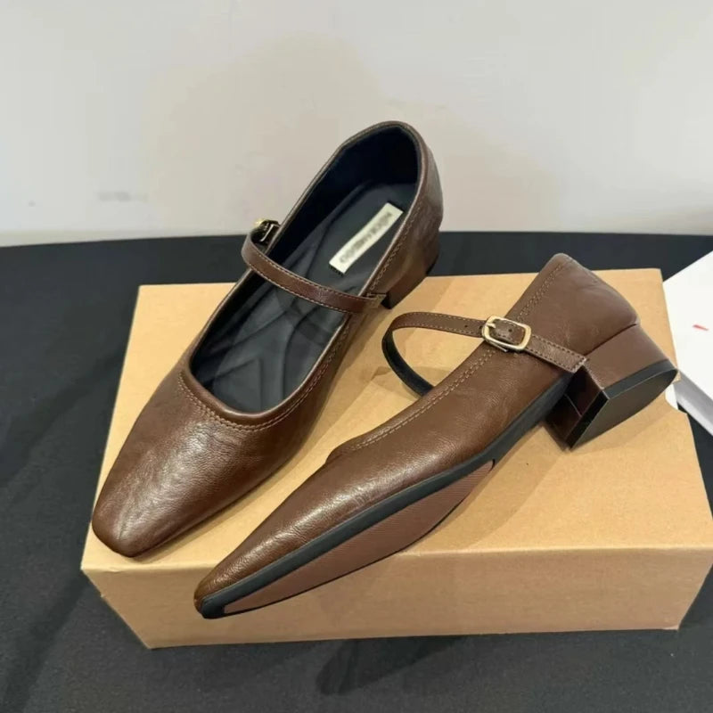 Slipon Flats Square Toe Slim Daily Shoes for Woman Autumn