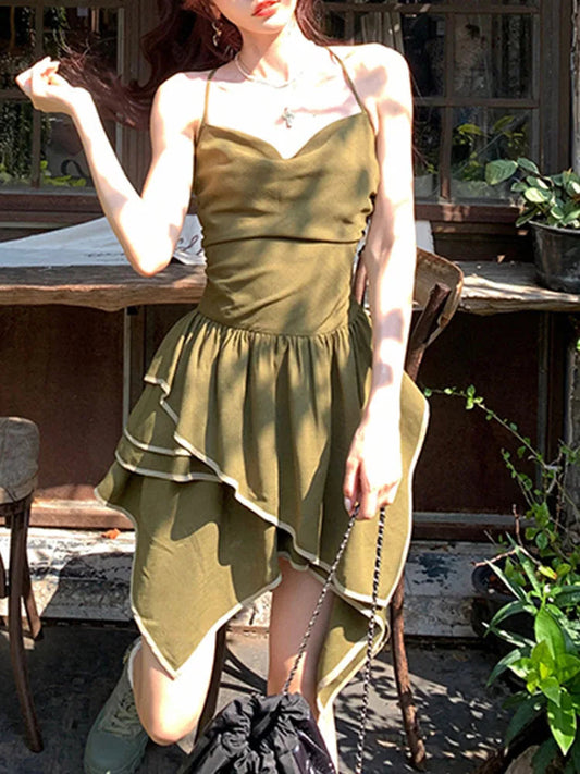 Korean Style Sweet for Dress New Spring Summer Temperament Dress Kawaii Princess Mini Dress