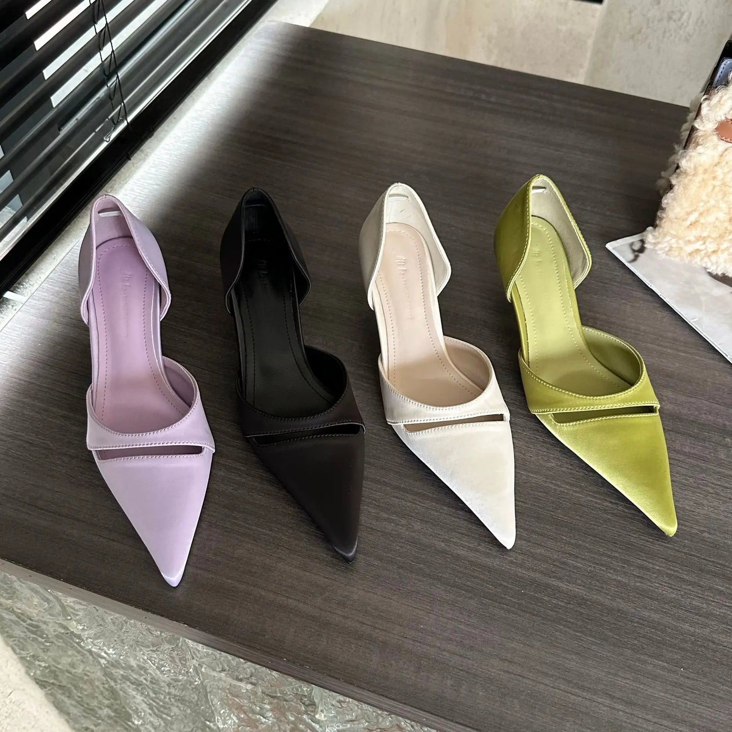 Pointed Toe Pumps Summer New Sandals Female Slingback High Heels Designer Brand Comfy Elegance Low Heel Office Shoes