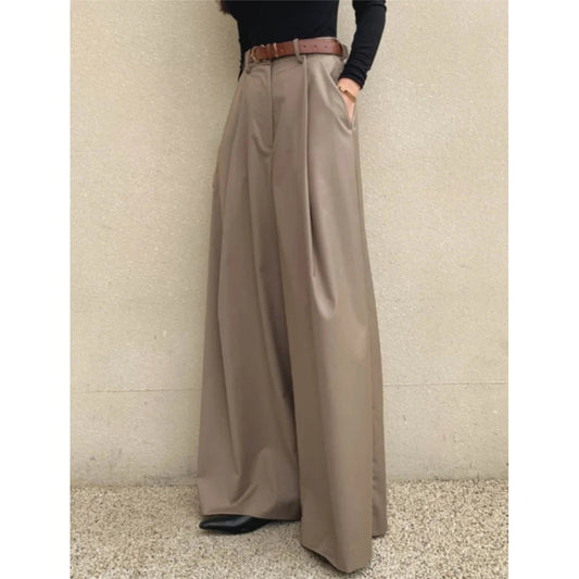Spring Wide Leg Pants High Waist Korean Loose Trousers Pockets Female
