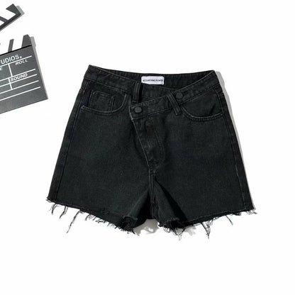 New Tassel Blue Denim Shorts High Waist Bottoms Summer Color Jeans Shorts