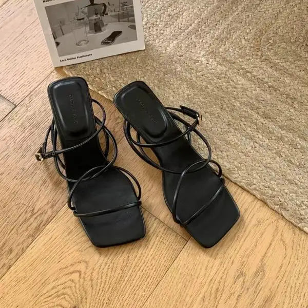 Shoes Sandals Stiletto Heels Suit Female Beige Allmatch Low New Comfort High Retro Summer