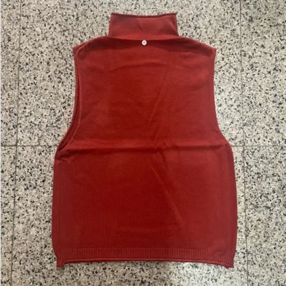 Spring and Autumn ’s Turtleneck Knitted Sweater Sleeveless Pullover Vest Loose Versatile Western Style Top