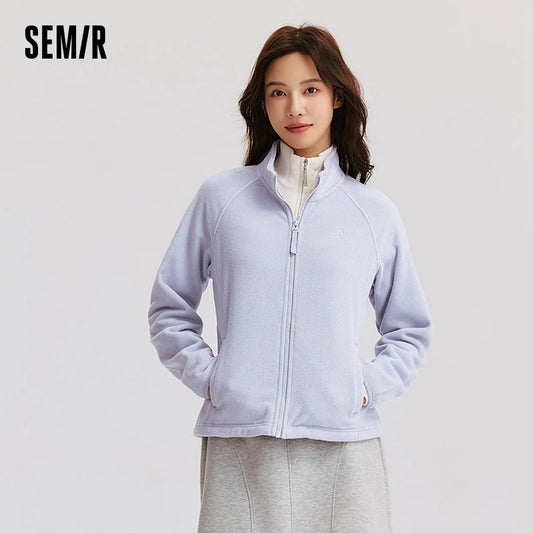 Coat Anti-static Polar Fleece Slim Embroidery Versatile New Winter Stand Collar Insert Shoulder Sleeve Jacket
