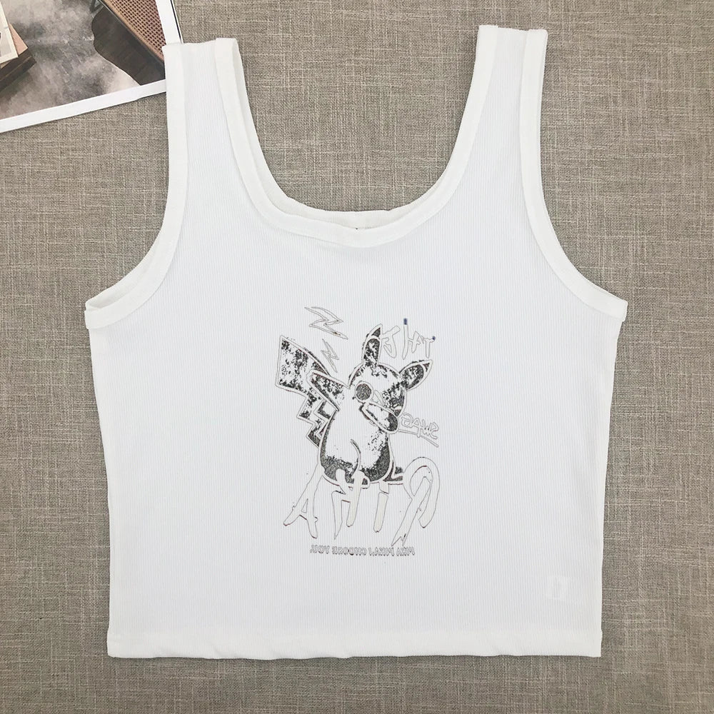 Sweet and Spicy New Printed Short-sleeved Short T-shirt Summer Spice Slimming Everything With Shoulder Clothes