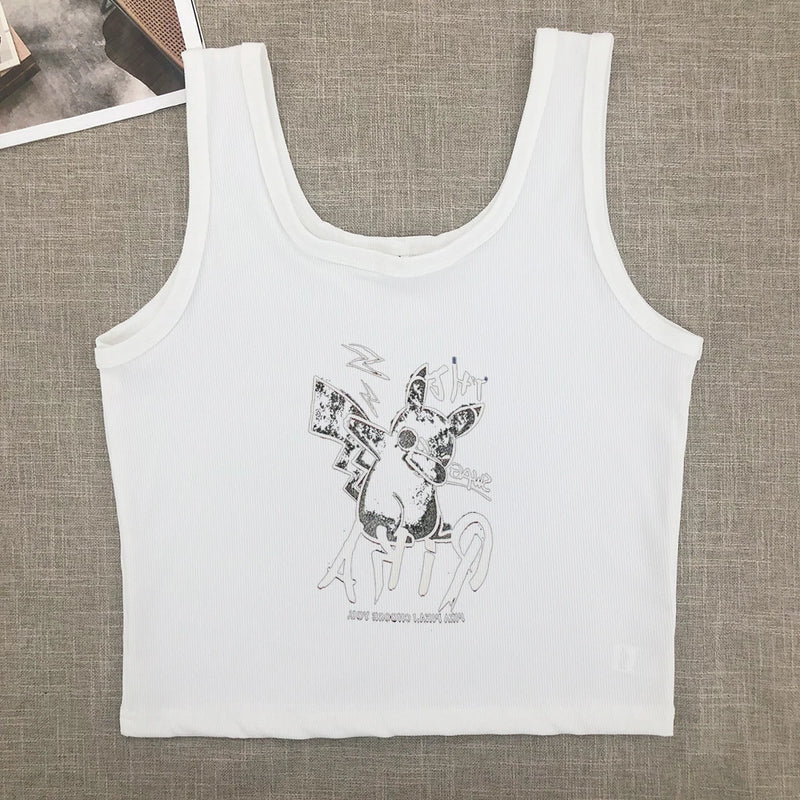 Sweet and Spicy New Printed Short-sleeved Short T-shirt Summer Spice Slimming Everything With Shoulder Clothes