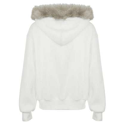 Y2k Letter Prints Hoodies Faux Collar Hooded S Autumn Winter Clothes Korean Style Coat