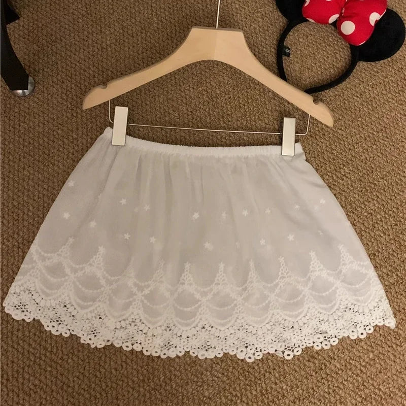 Hollow Seethrough Aline Skirt Spring New High Waist Color All Match Mini Skirt