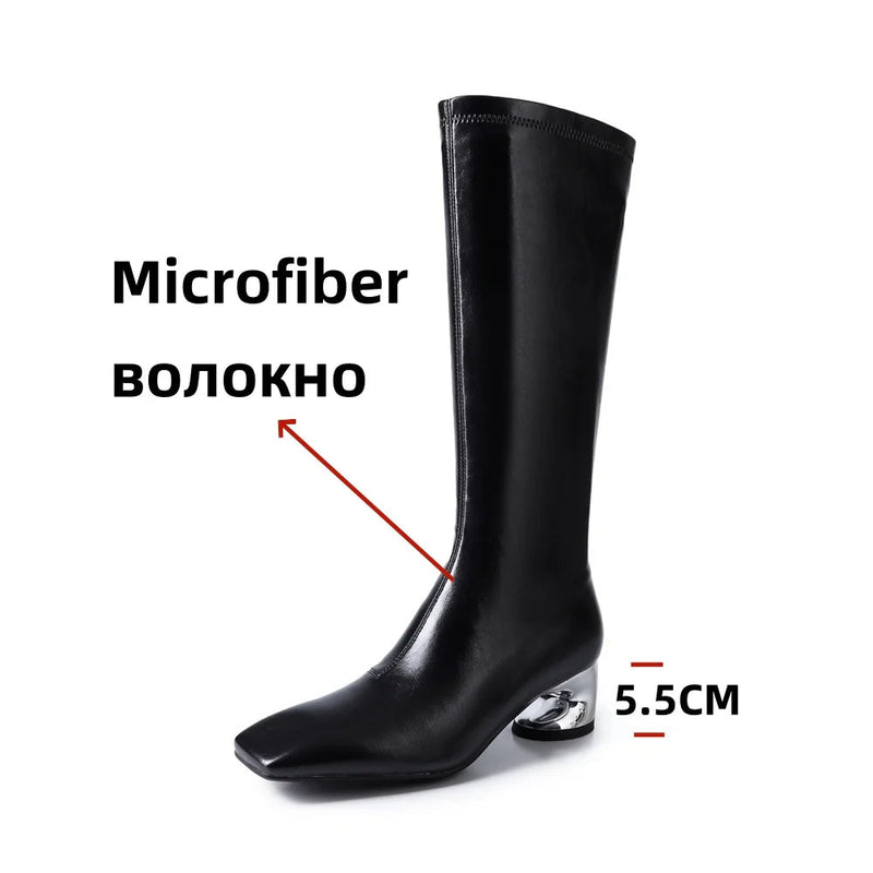 New High Heels Simple Style Warm Autumn Winter Slim Long Shoes Woman Thigh High Knight Boots