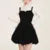 Christmas Two-piece Dress Set Sweater A-line Velvet Sleeveless Short Dress Korean Female Autumn New Outfits