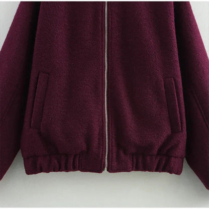 Zipper Long Sleeve O-neck Coat for Spring New Loose Female Jacket Outwear Top High Street