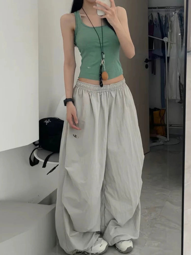 Baggy Jogging Pants Hip Hop Y2k Grey Embroidery Korean Straight Leg Sport Trouser Harajuku Causal Bottoms
