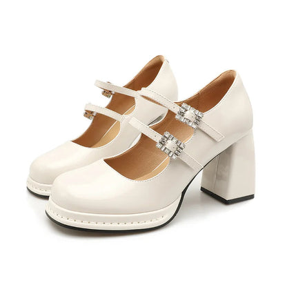 Shallow Mouth High Heel Leather Shoes Slip on Mary Jane Chunky Sandals Increasing Height Clogs for Laceup Navy Blue Pumps