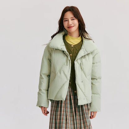 Down Jacket Chinese Style Disk Button Gentle Series Sweet New Winter Stand Collar Loose Texture Thick Coat