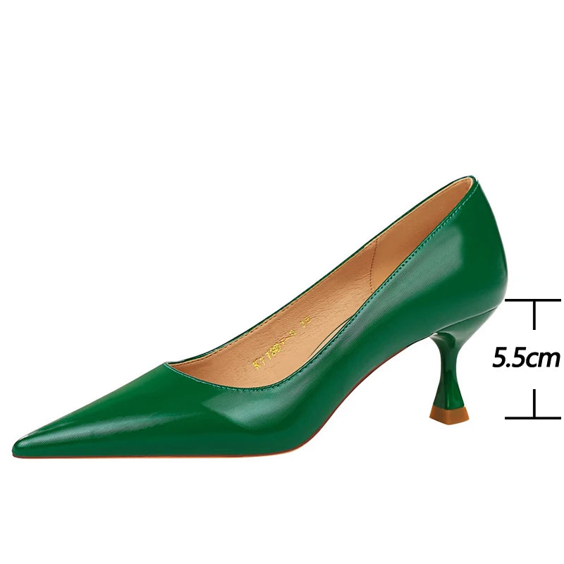 Shoes Kitten High-heeled Shoes Pumps Pu Leather Shoes High Heels Occupation Ol Office Shoes 43