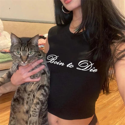 Y2k Summer Cross-border European and American Letter Printed Round Neck ’s Short Sleeved T-shirt