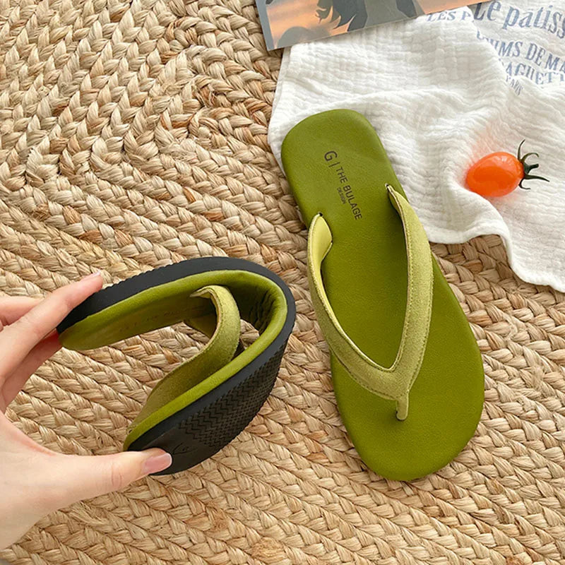 Summer Candy Color Slipper Slip on Flip Flop Shoes Soft Flat Heel Outdoor Beach Slide New Woman