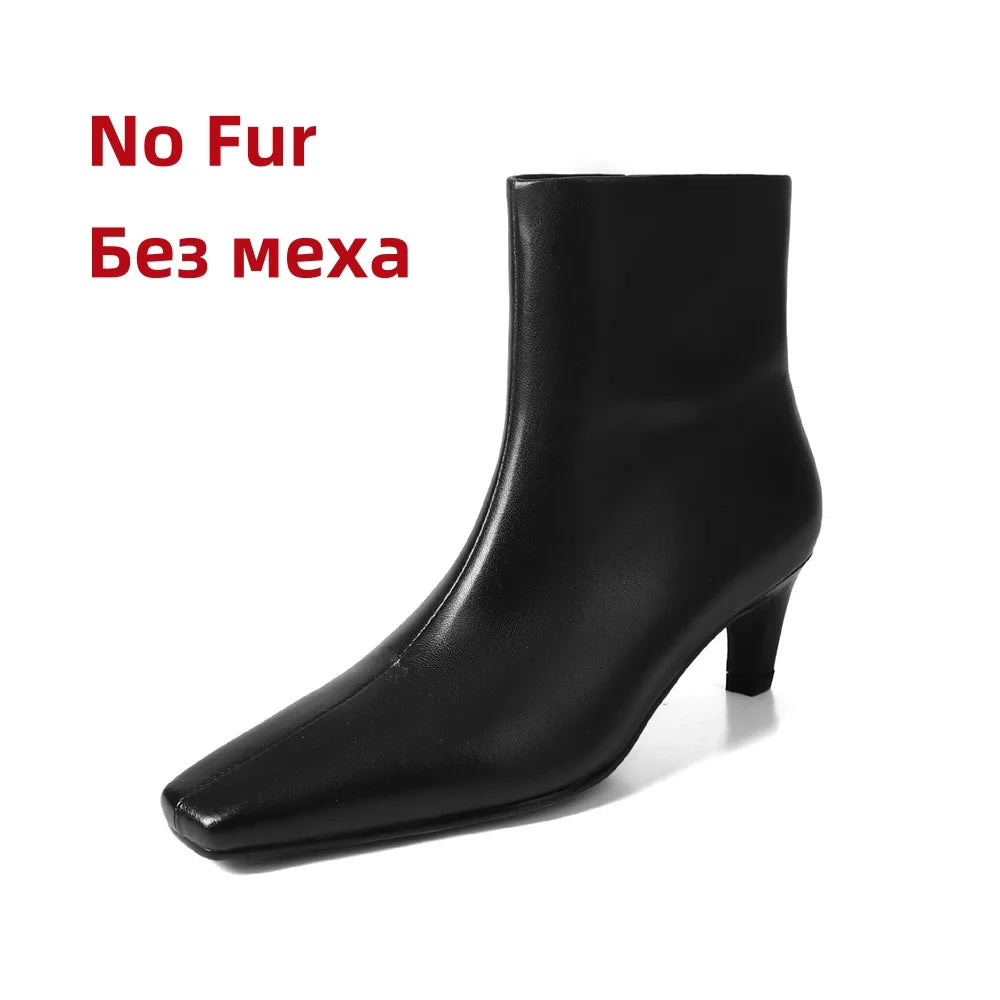 Ins Knee High Boots for Genuine Leather High Heels Winter Shoes Office Lady Long Booties