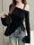 Sweet Drawstring Ribbon White Off Shoulder Top Basic Long Sleeve Body T-shirt Flare Sleeve Lady Tees