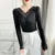 Autumn Long Sleeve Shirt Spring Lycra Thermal Underwear Basic V Neck T-shirt Underwear Woman Top Thin Blouse Female Clothing