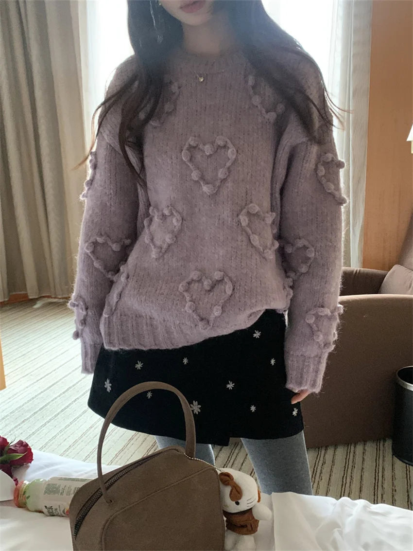 Gentle Spring Sweaters Ol Knitted Loose Daily Full Sleeve Minimalist Office Lady Pullovers Sweet
