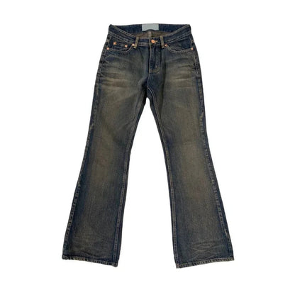 Retro Jeans Famale Clothing Loose Jeans Low Waist Y2k Aesthetics Baggy Flared Pants