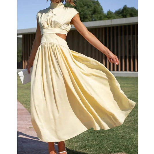 Cut Out Party Long Dress Summer Robe Loose Sleeveless Dress Aline Open Waist Y2k Dresses
