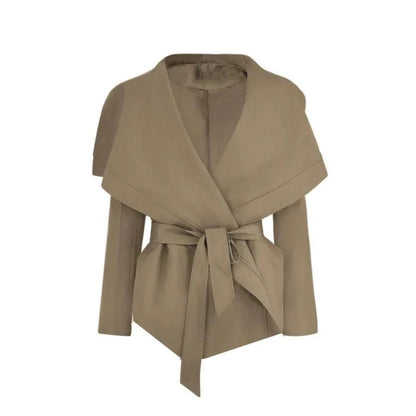 Sweet Hot Girl Large Turndown Collar Trench Coat Spring and Autumn Slim Laceup Coat Female Clothes