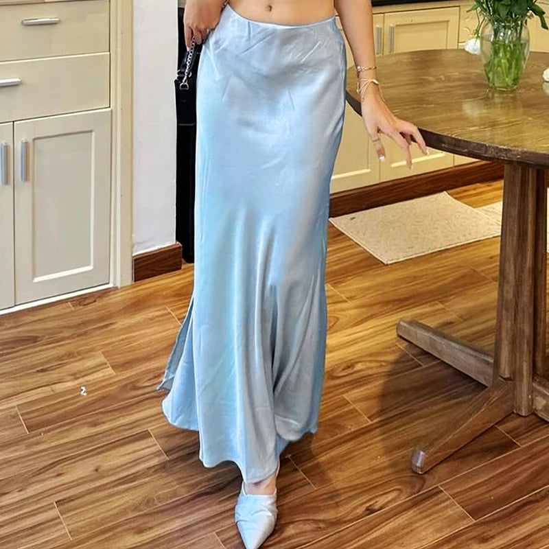 Maxi Skirt New Sweet Summer Zipper Slim Maxi Skirt Club Party Versatile Skirt