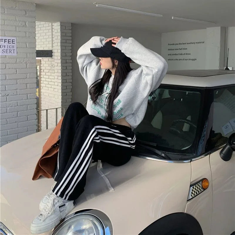 Striped Sport Sweatpants for Black Harajuku Korean Pants Hippie Preppy Trousers Aesthetic