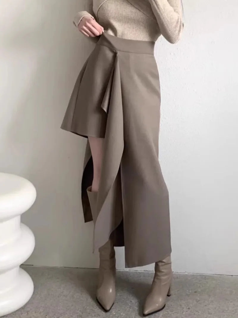 Retro Western Style Irregular Half Length Spring Autumn New Design Sense High Waist Versatile Skirts