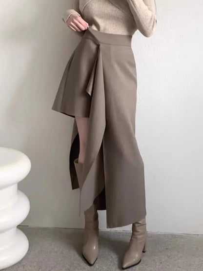 Retro Western Style Irregular Half Length Spring Autumn New Design Sense High Waist Versatile Skirts