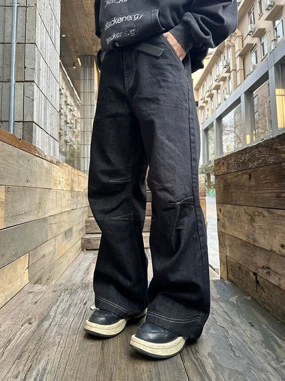 Y2k Denim Low Waist Jeans Harajuku Wide Leg Baggy Pants High Street Oversize American Retro Cargo Trousers Grunge