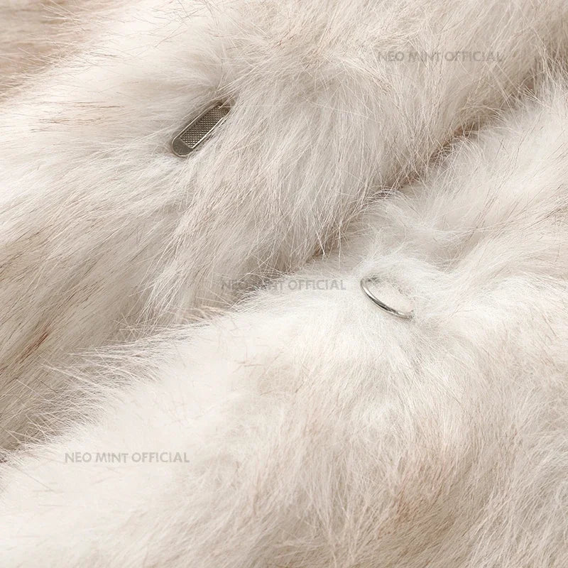 Long Faux Fox Fur Coat Winter Warm Fluffy Fur Jacket Female Street Furry Outerwear Overcoat