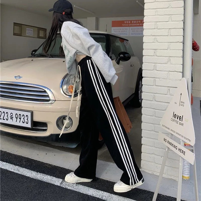 Striped Sport Sweatpants for Black Harajuku Korean Pants Hippie Preppy Trousers Aesthetic