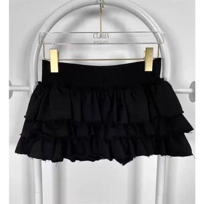 Pleated Color Aline Skirt Spring New Korean Slim Rough Selvage Cake Skirt