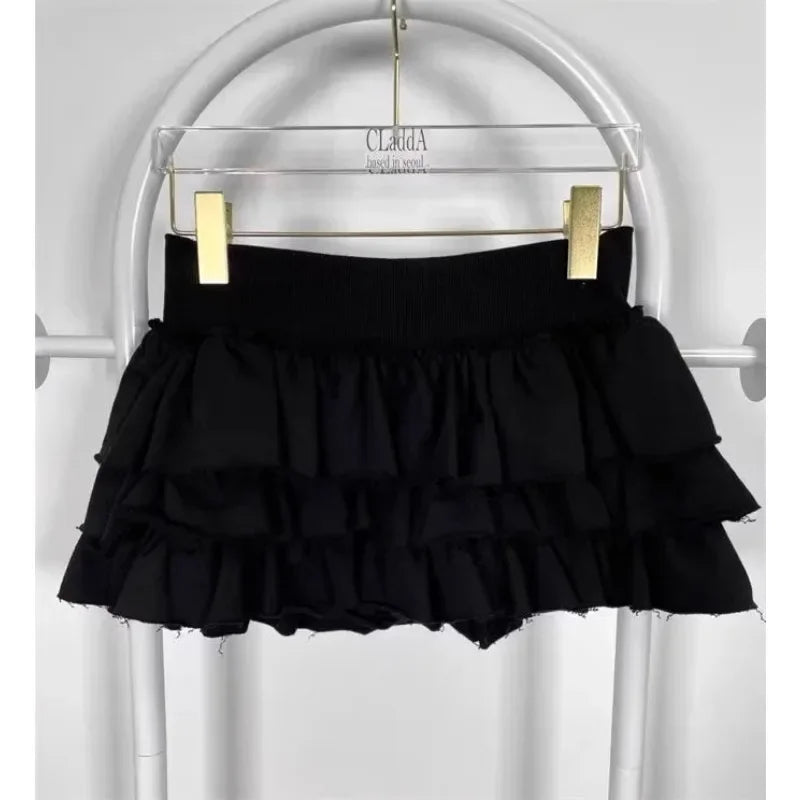 Pleated Color Aline Skirt Spring New Korean Slim Rough Selvage Cake Skirt