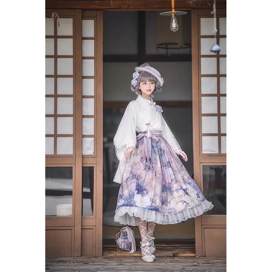 Lolita Halflength Skirt for Woman Gift Belt Skirt Midlength Skirt