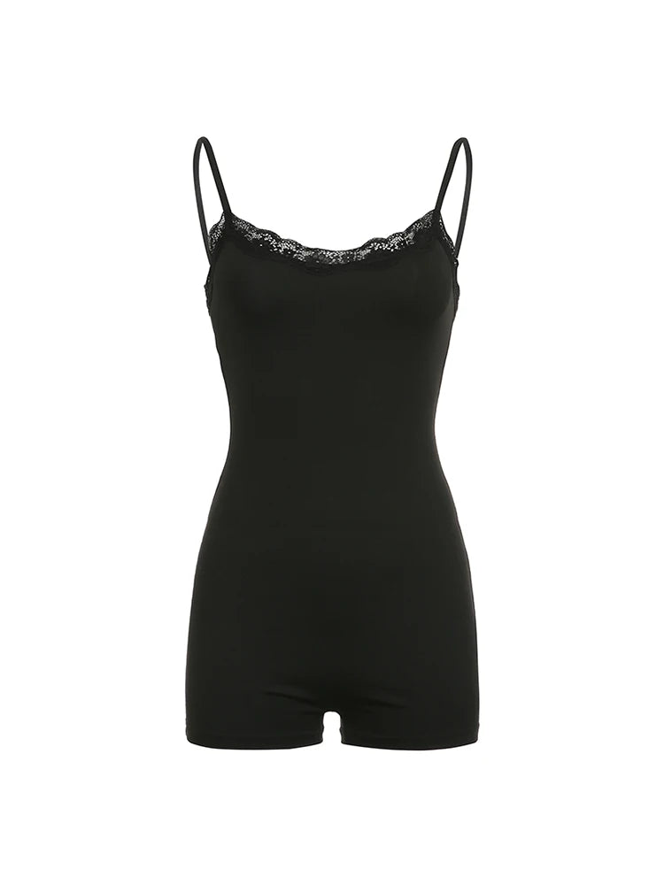 Lace Trim Skinny Slip Rompers ’s Playsuit