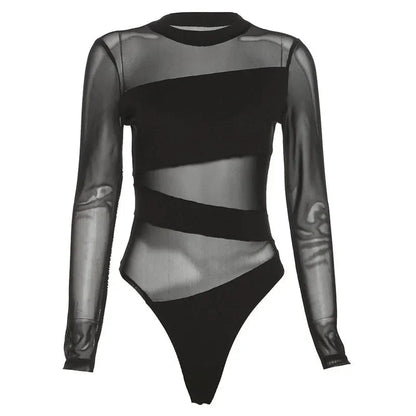 Tight Perspective Hot Allmatch Cool High Street Confident Black Longsleeved Jumpsuit