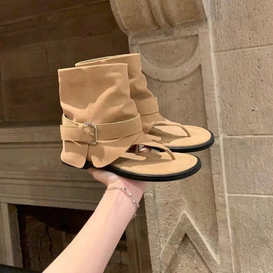 Style Open Clip Toe Ankle Boots Sandals Short Booties Designer Wedges High Heels Shoes