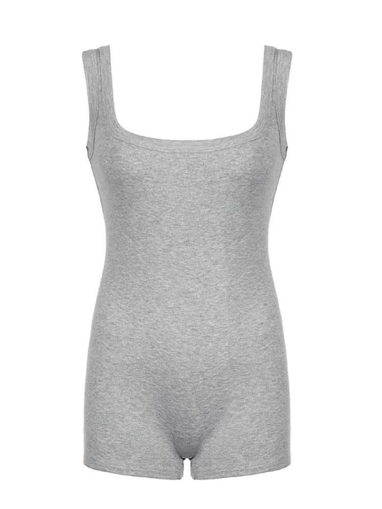 Sleeveless Square Collar Skinny Rompers Playsuits