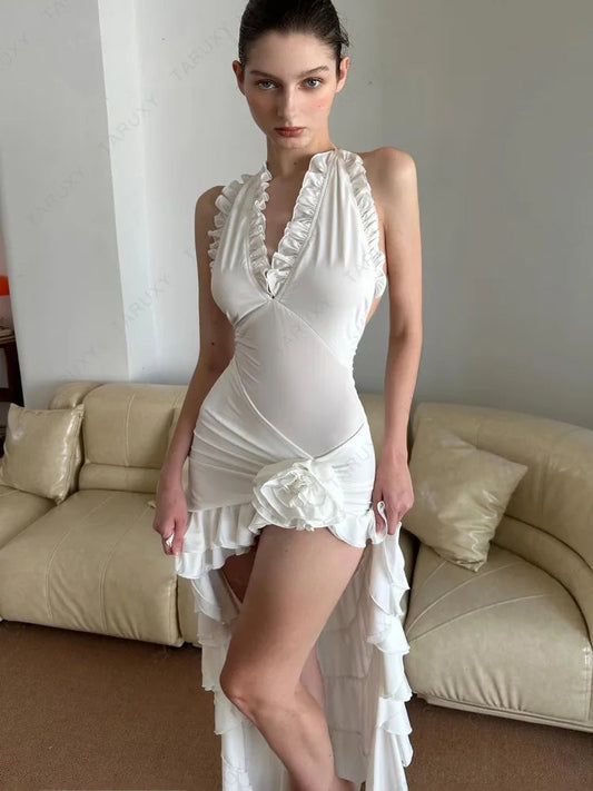 Mesh Bodycon Dress See Through Lace Slim Bandage Long Dresses Femme Beach Holiday Backless Dress Woman