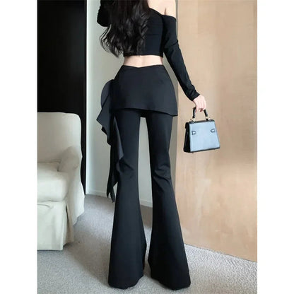 Korean Irregular Skirt Splicing Slim Pants Autumn New Color Allmatch Wide Leg Pants