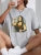 Playing Pranks on Mona Lisa Fitness Print T Shirt Oversized T-shirt Short Sleeve Cotton Loose Tshirt
