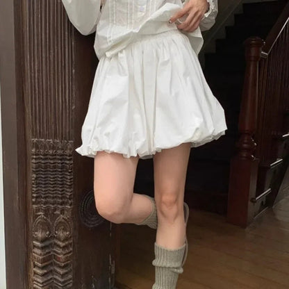High Street Color Loose Bud Skirt Spring New Korean All Match Pleated Aline Skirt