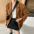 Suede Long Sleeve Jackets Autumn Loose Brown Lapel Coat Top With Pockets Female Street New in Outwear