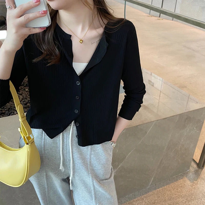 Knitted Cardigan With Camisole Skirt, Thin Outer Layer for Summer Yellow Short Cover Up, Shawl Sun Protection Jacket Top