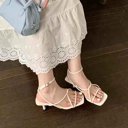 Shoes Sandals Stiletto Heels Suit Female Beige Allmatch Low New Comfort High Retro Summer