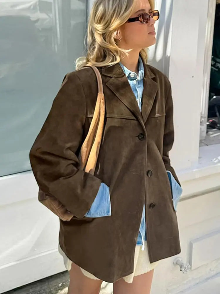 Turn Down Collar Suit Jacket for Long Sleeve Single Breasted Female Coats Autumn Office Suits